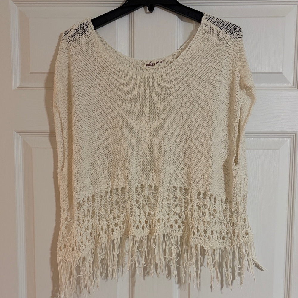 Hollister Fringe Knit Poncho